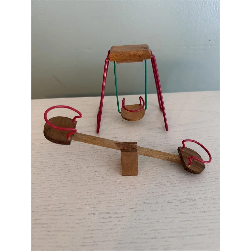 Vintage Dollhouse Swing Set And Teeder Todder Outdoor Playground Japan